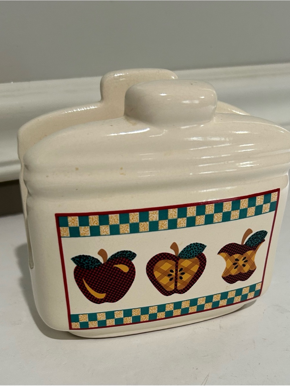 Tabletops Unlimited Ceramic‎ “A” Is For Apple Napkin Holder VINTAGE EUC Retired
